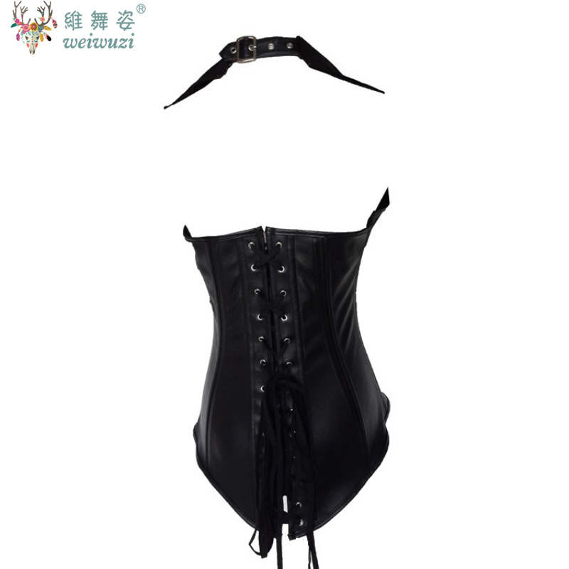 Black Sexy V-Neck PU Leather C - Boning Corset Steel 리뷰 및 가격