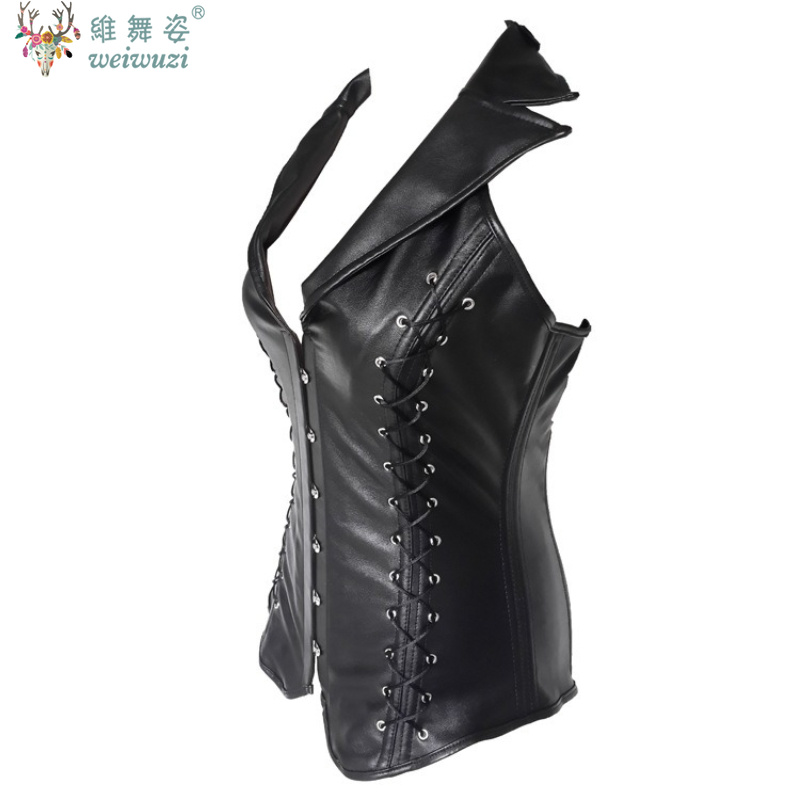 Black Sexy V-Neck PU Leather C - Boning Corset Steel 리뷰 및 가격