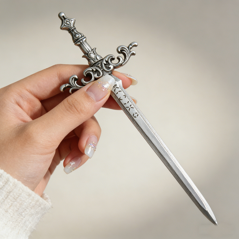 1pc Silver-Tone Sword Hair Sti - Cosplay Prop Dagger 리뷰 및 가격