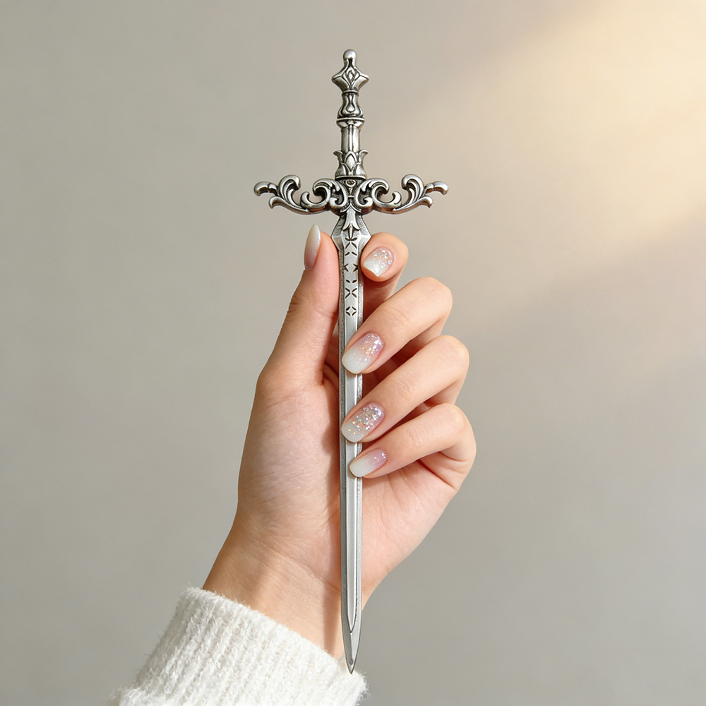 1pc Silver-Tone Sword Hair Sti - Cosplay Prop Dagger 리뷰 및 가격