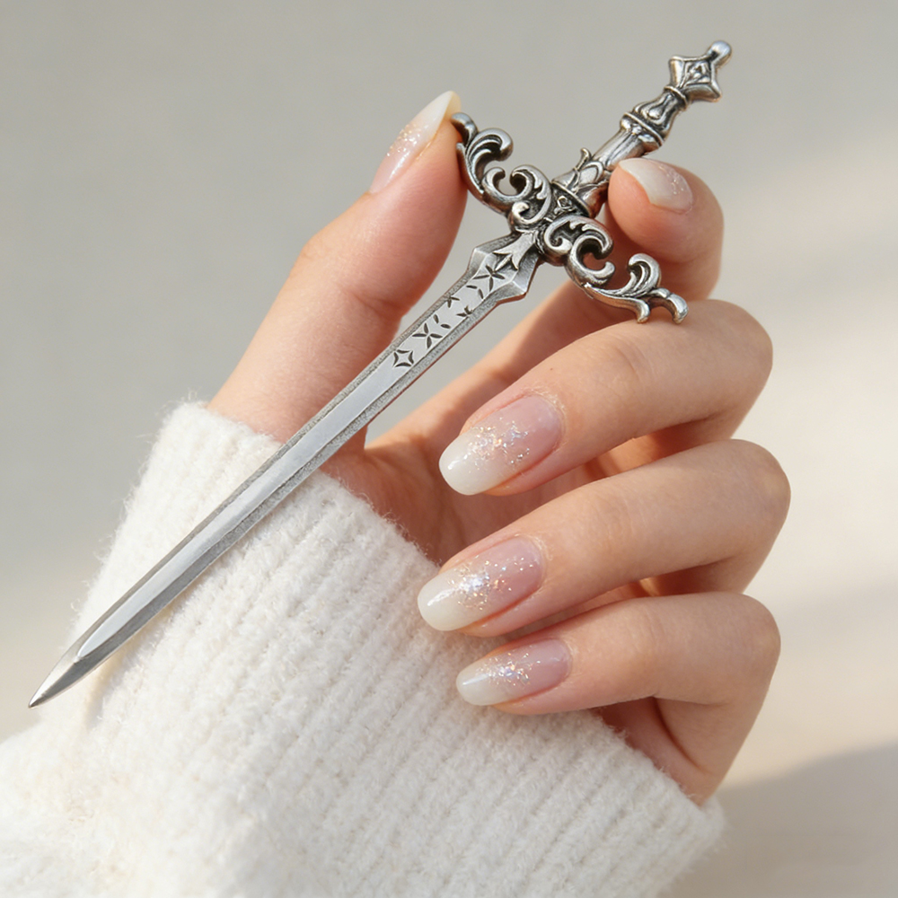1pc Silver-Tone Sword Hair Sti - Cosplay Prop Dagger 리뷰 및 가격