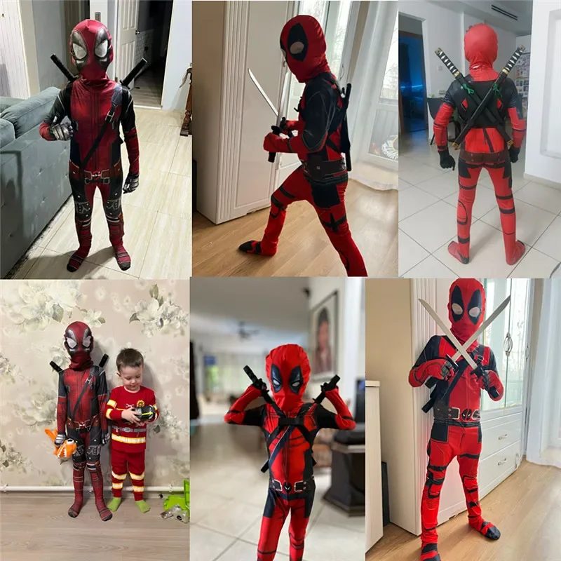 3-12Y Kids Deadpool Costume wi - Cosplay Prop Dagger 리뷰 및 가격